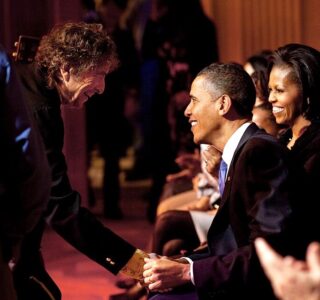 Bob Dylan shakes President Barack Obama's hand following his performance at the "In Performance At The White House: A Celebration Of Music From The Civil Rights Movement" concert in the East Room of the White House, Feb. 9, 2010. (Official White House Photo by